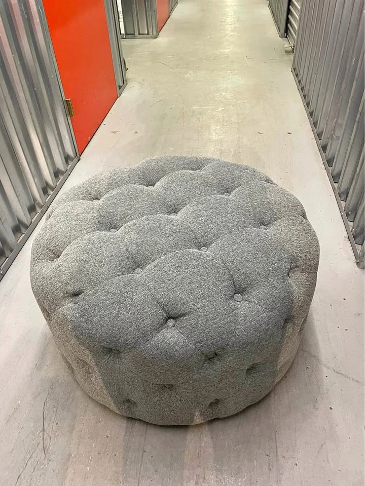 Gray Tufted Ottoman