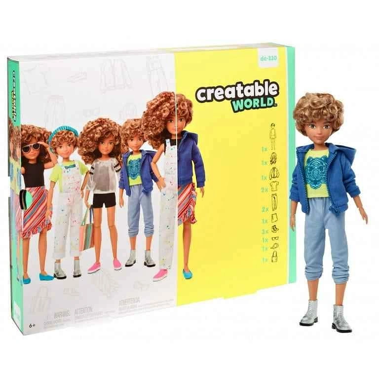 NEW - Customizable Doll with Blonde Curly Hair, 6 Pieces Doll