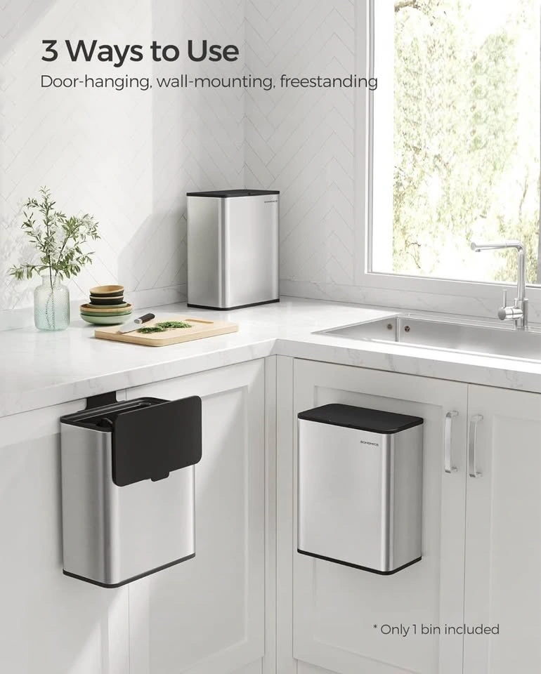 New - SONGMICS Hanging Trash Can, 2.1-Gallon Kitchen Garbage Can - photo 3