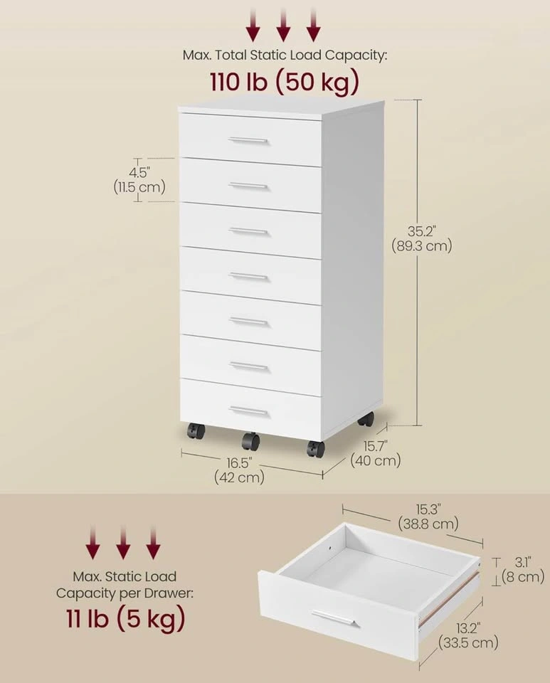 New Mobile Pedestal Filing Cabinet with Wheels - photo 3