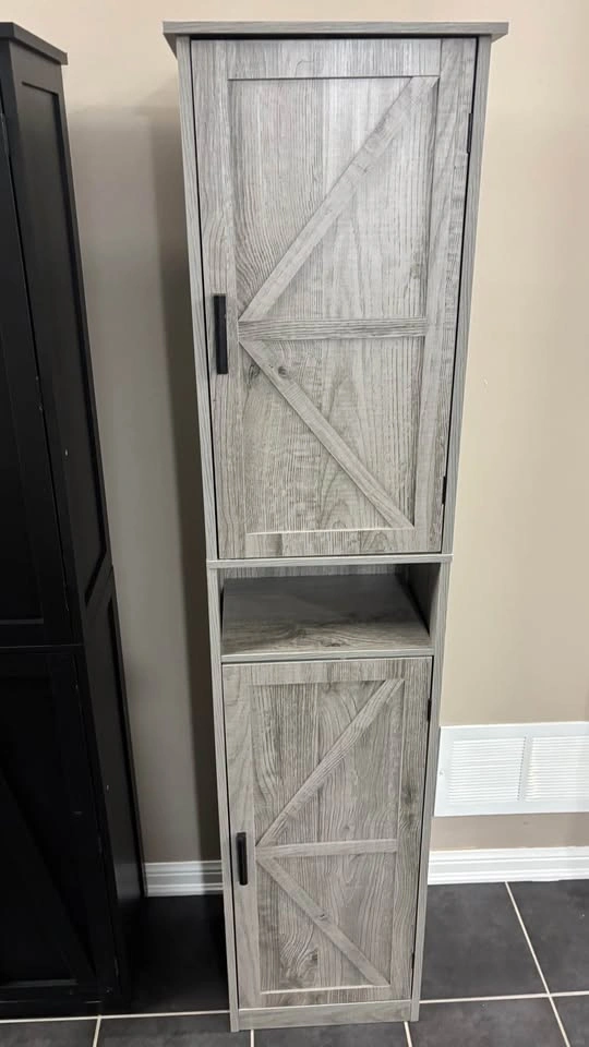 Tall Farmhouse Storage Cabinet – Gray Wood - photo 2