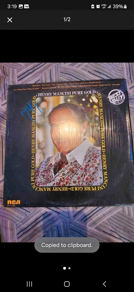 Henry Mancini Pure Gold Record