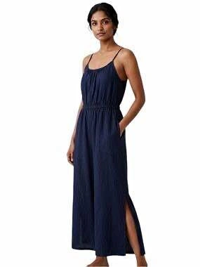 Blue Linen Jumpsuit Size L
