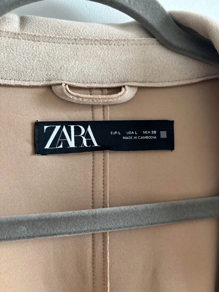 Zara Women Tan Faux Suede Trench Coat Size L - photo 3