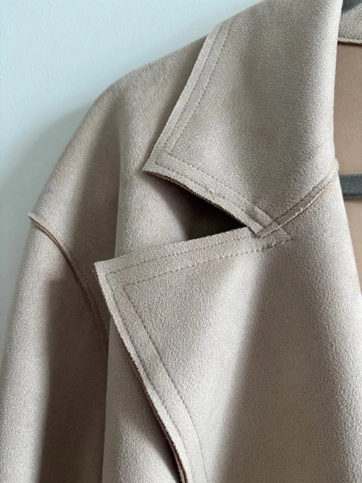 Zara Women Tan Faux Suede Trench Coat Size L - photo 4