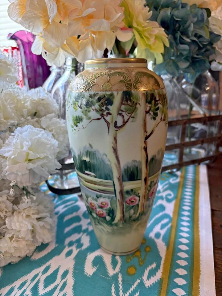 Antique Japan Porcelain Vases Nippon Era - Pair