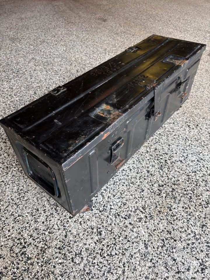 Vintage WWII Black Metal Ammo Toolbox and Red Metal Ammo Box - photo 2