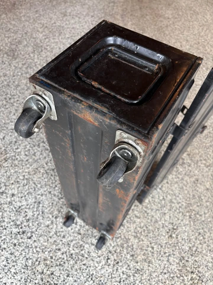 Vintage WWII Black Metal Ammo Toolbox and Red Metal Ammo Box - photo 4