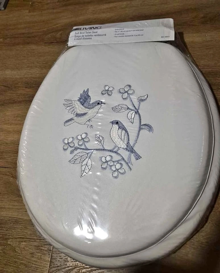 Soft Embroidered Toilet Seat