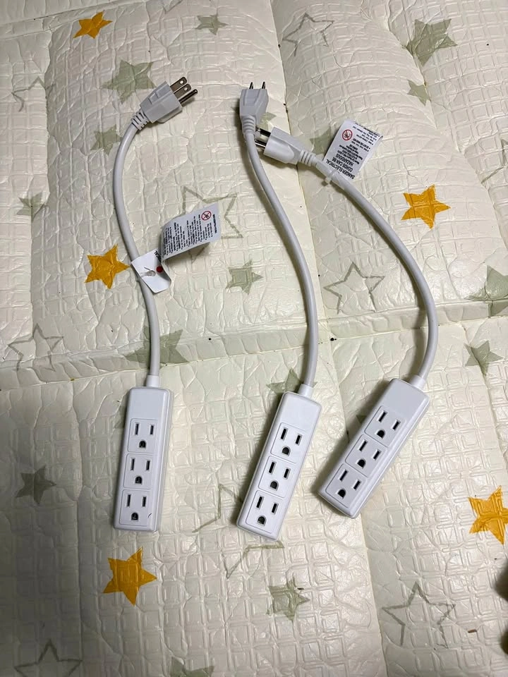 3 white power extension cords