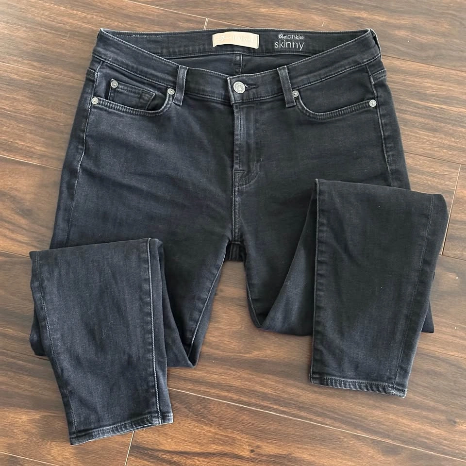 7 For All Mankind The Ankle Skinny Dark Wash/Black Skinny Jeans - photo 2
