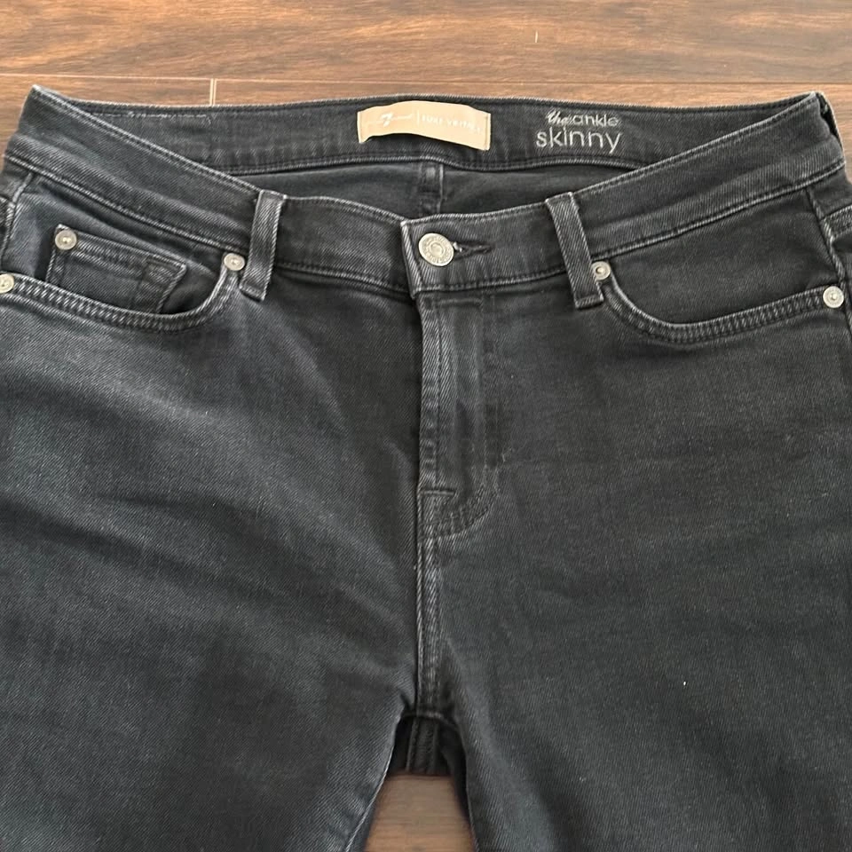 7 For All Mankind The Ankle Skinny Dark Wash/Black Skinny Jeans - photo 4