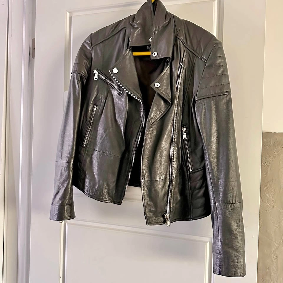 Barney's Originals Clara Genuine Leather Biker Jacket Size 10