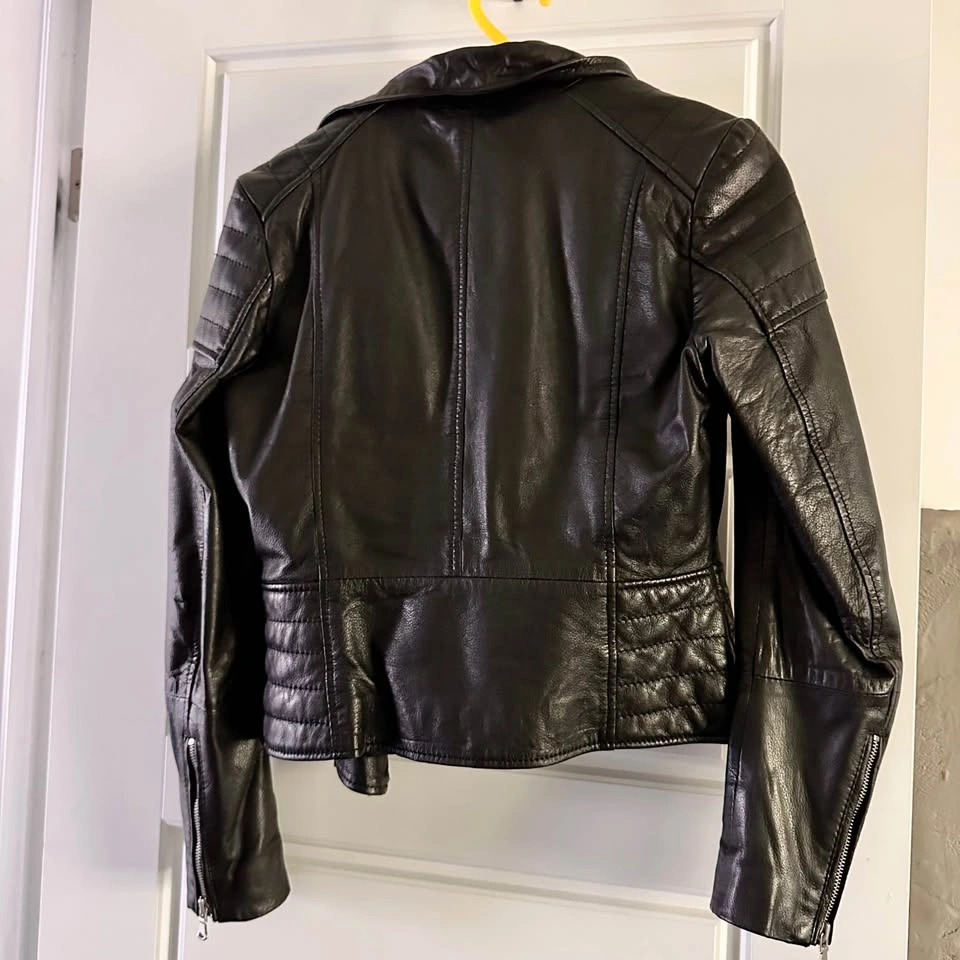 Barney's Originals Clara Genuine Leather Biker Jacket Size 10 - photo 2