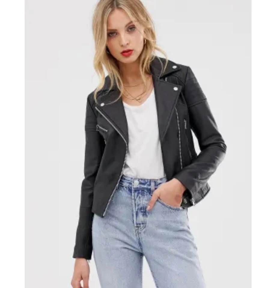 Barney's Originals Clara Genuine Leather Biker Jacket Size 10 - photo 3