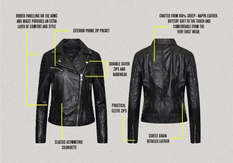 Barney's Originals Clara Genuine Leather Biker Jacket Size 10 - photo 4