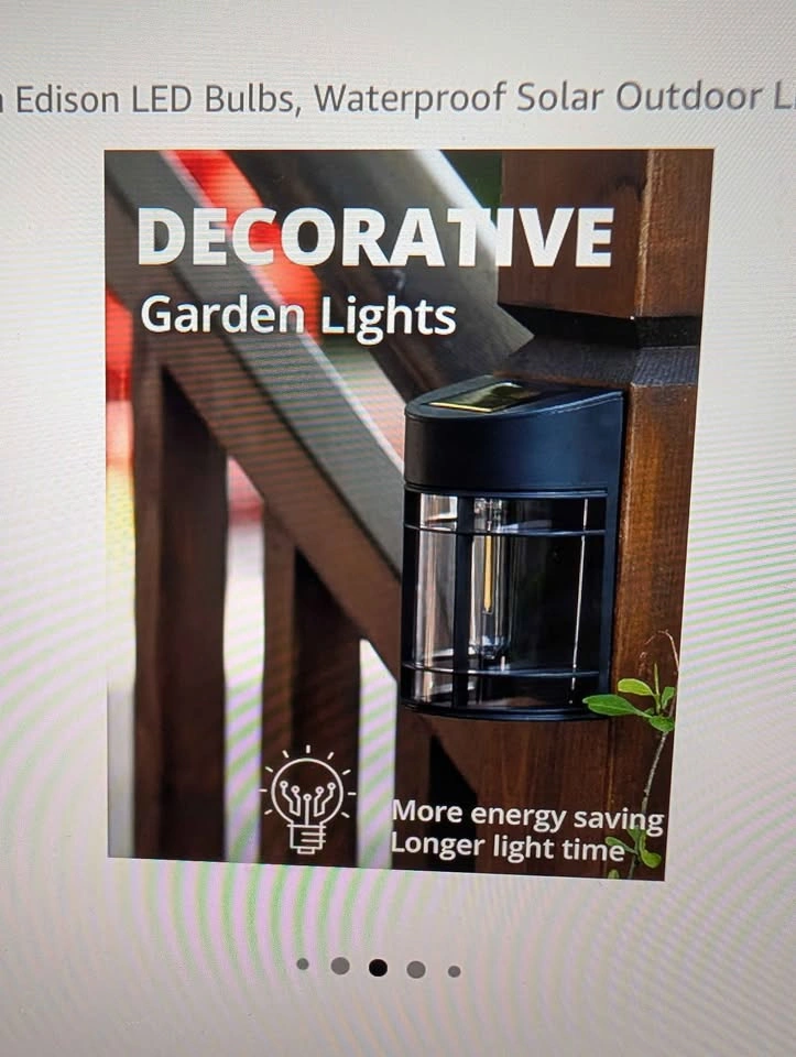 Waterproof Solar Outdoor Lights with Edison LED Bulbs - photo 5