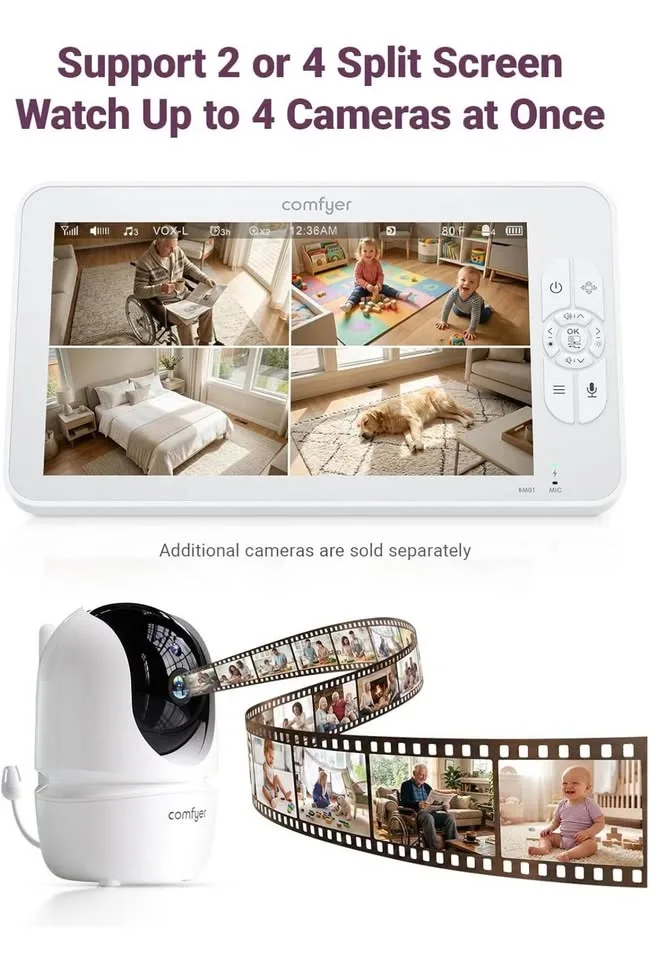 Comfyer Baby Monitor with 2 Cameras & Audio - photo 2