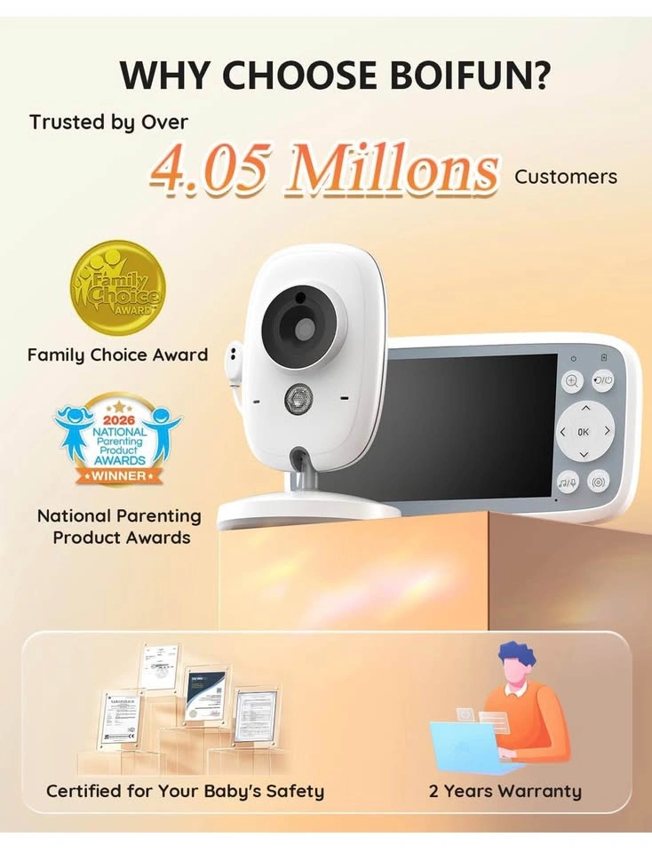 BOIFUN Baby Monitor No WiFi – 4" 720P Screen - photo 2