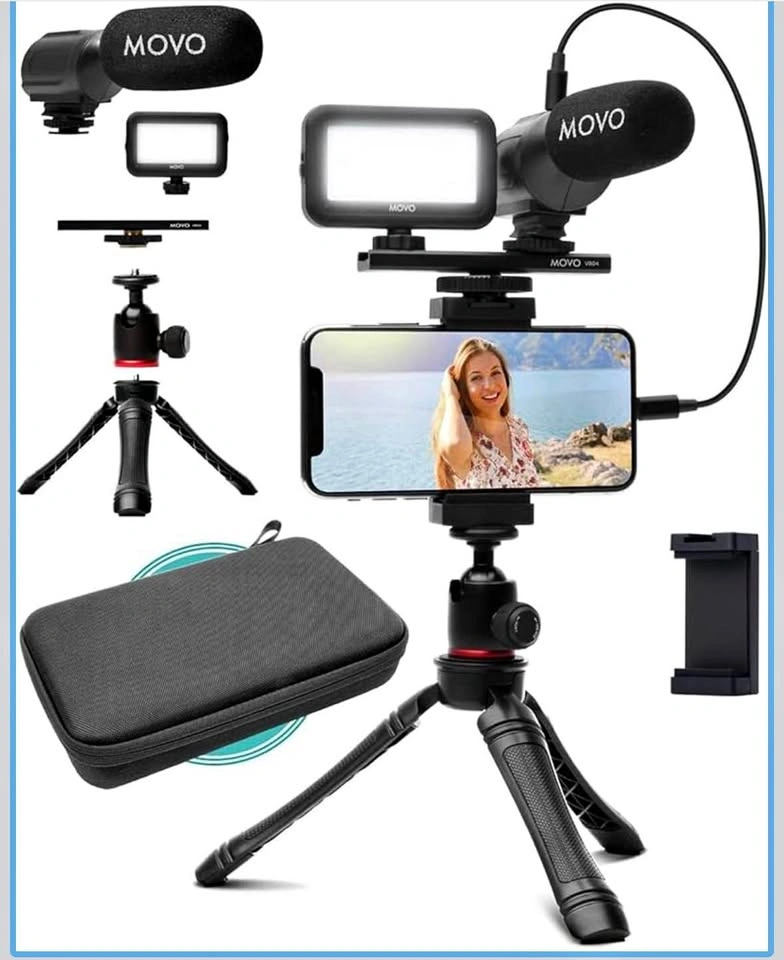Movo iVlogger Video Creator Kit for iPhone – Mic, Light & Tripod