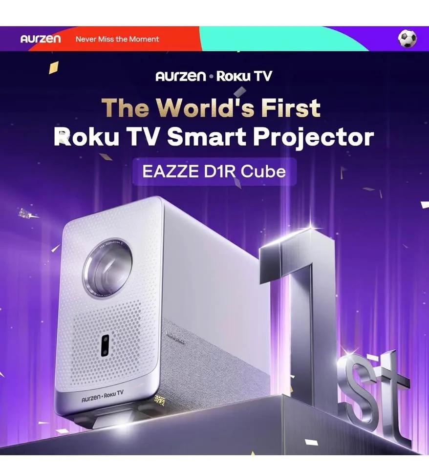 Aurzen D1R Cube Roku Projector – 1080P FHD, WiFi, Bluetooth - photo 2