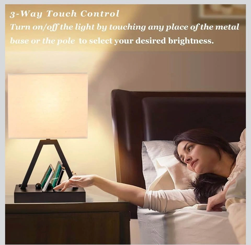 Bedside Table Lamp with USB-C, USB Charging Ports & AC Outlet - photo 4