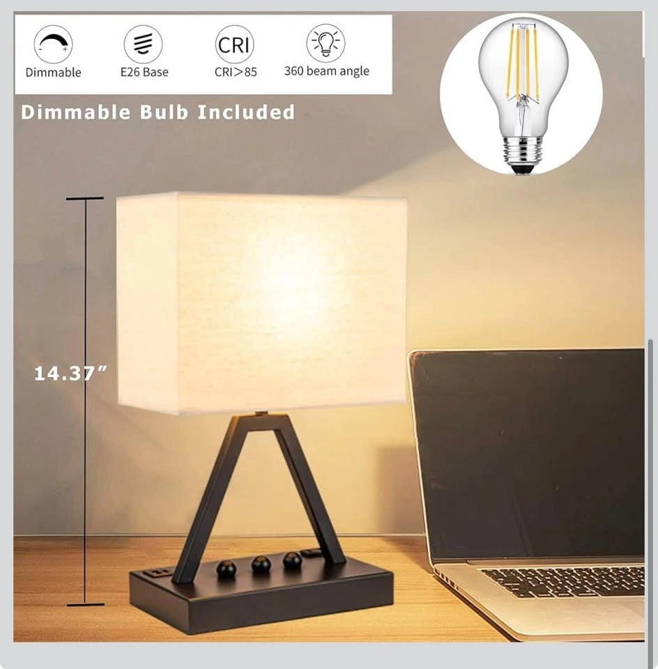 Bedside Table Lamp with USB-C, USB Charging Ports & AC Outlet - photo 5