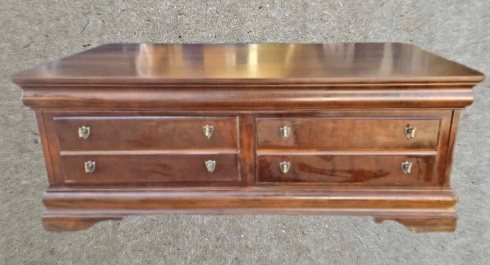 Vintage Solid Wood Coffee Table with Storage Drawers