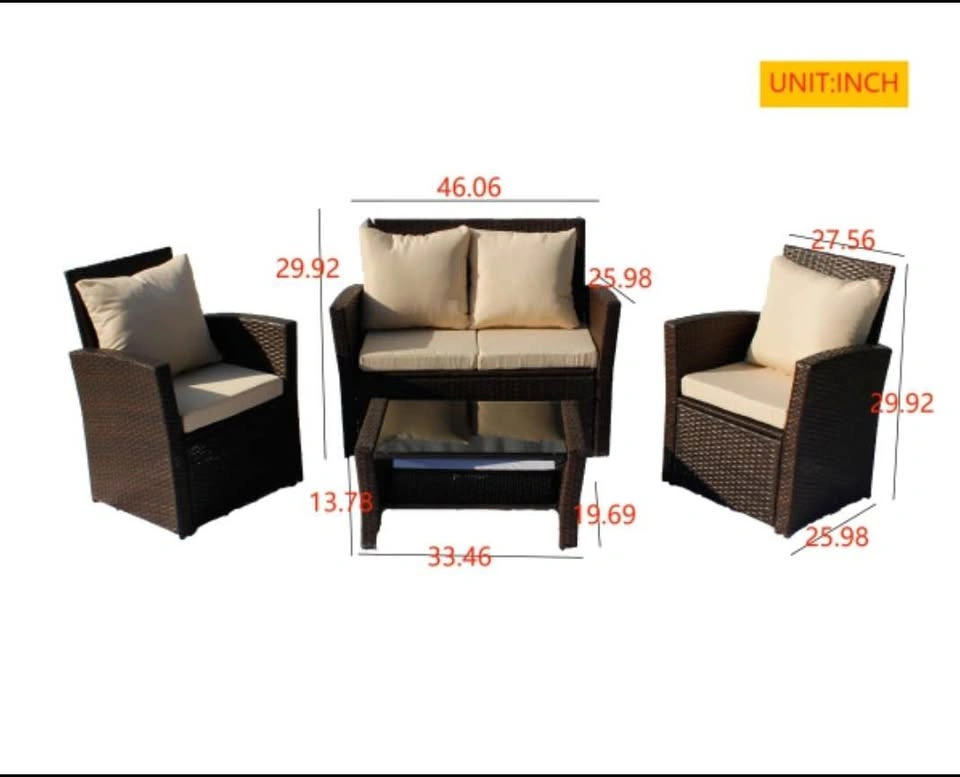 Warehouse sale- 4pc beige wicker with table - photo 2
