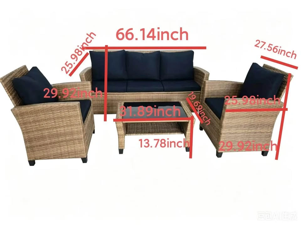 4pc Wicker Patio Set (light-dark Brown) - photo 3