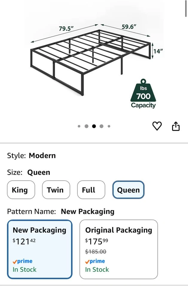 QUEEN SIZE METAL BED FRAME – LIKE NEW – ONLY $65 - photo 2