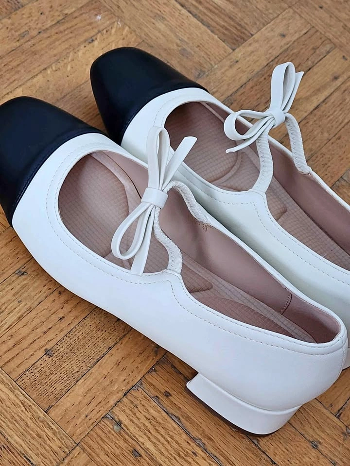 Suki White with Black cap shoes