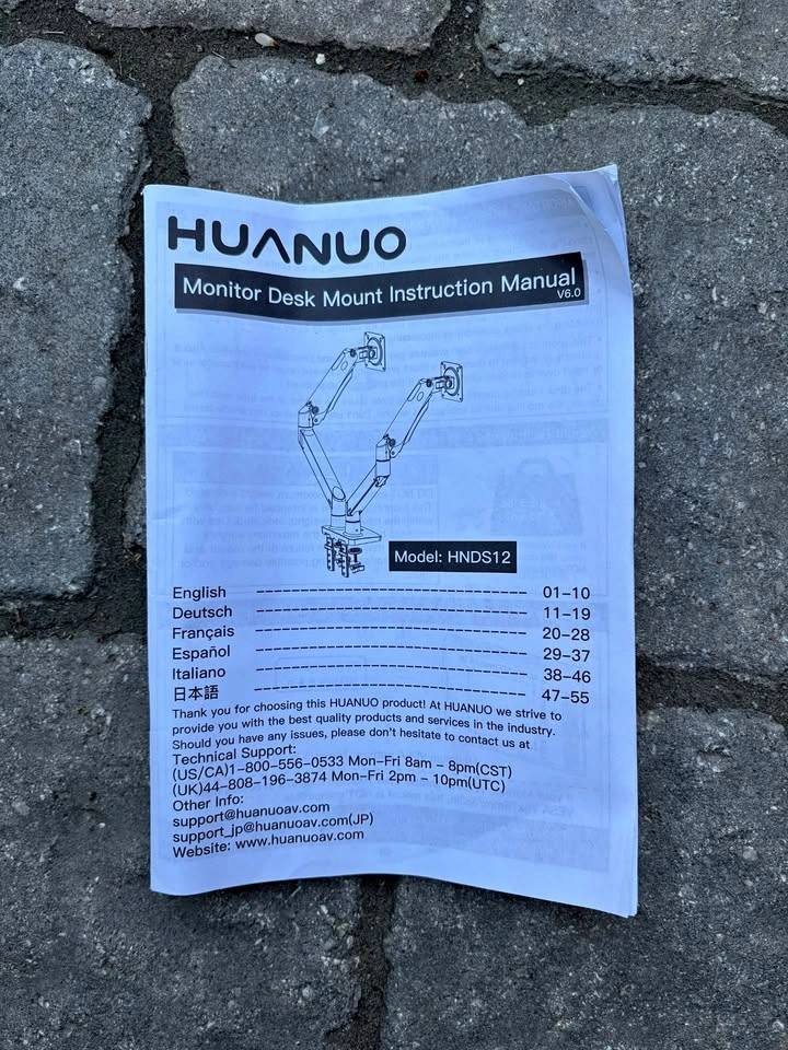 HUANUO Dual Monitor Arm / Desk Mount – Model HNDS12