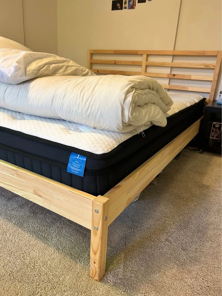 Queen Bed Frame – Solid Wood – Like New - photo 2