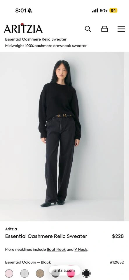 Aritzia Essential Cashmere Relaxed Sweater Size 2XS, XS NWT - photo 3