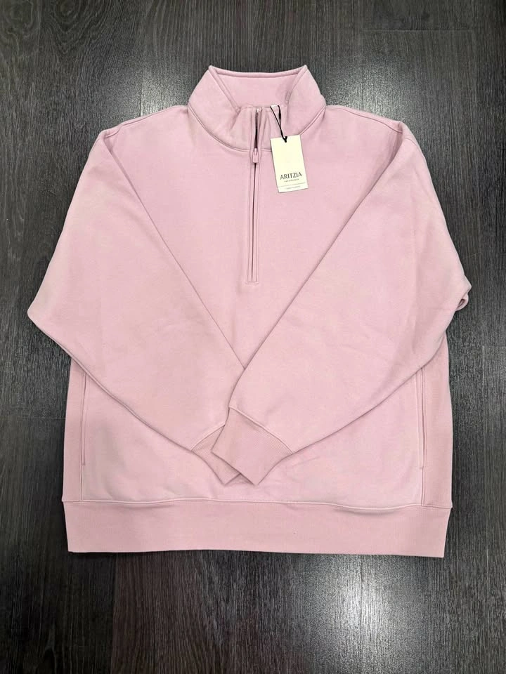 Aritzia Cozy Sweatfleece Boyfriend 1/2 Zip Size L NWT