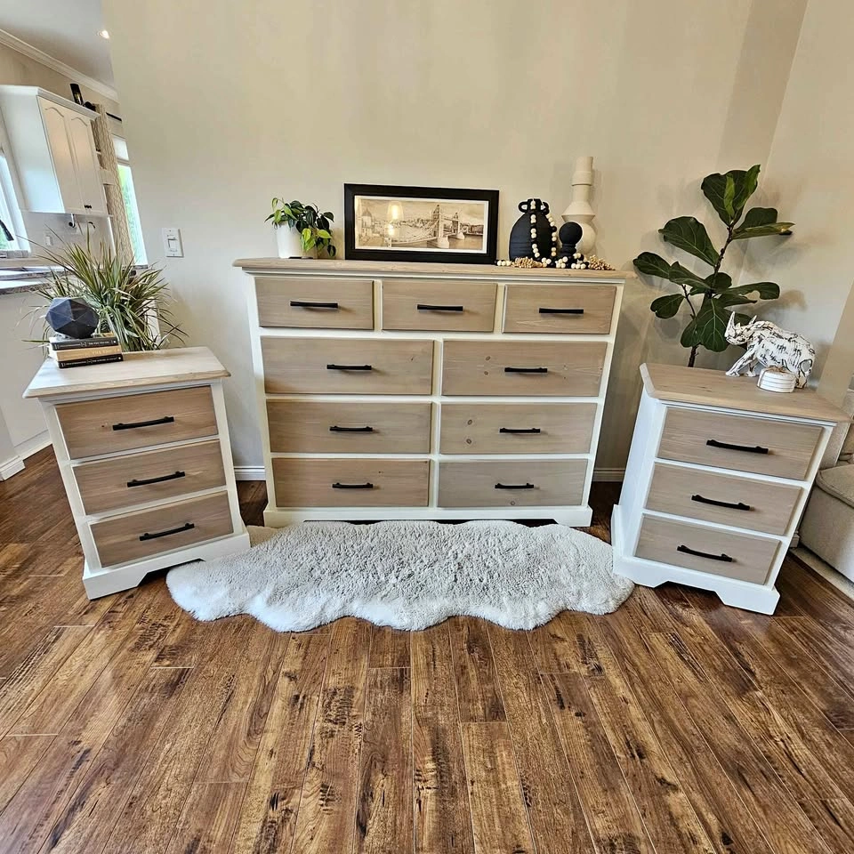 Refinished Solid Wood Dresser and 2 Nightstands Set