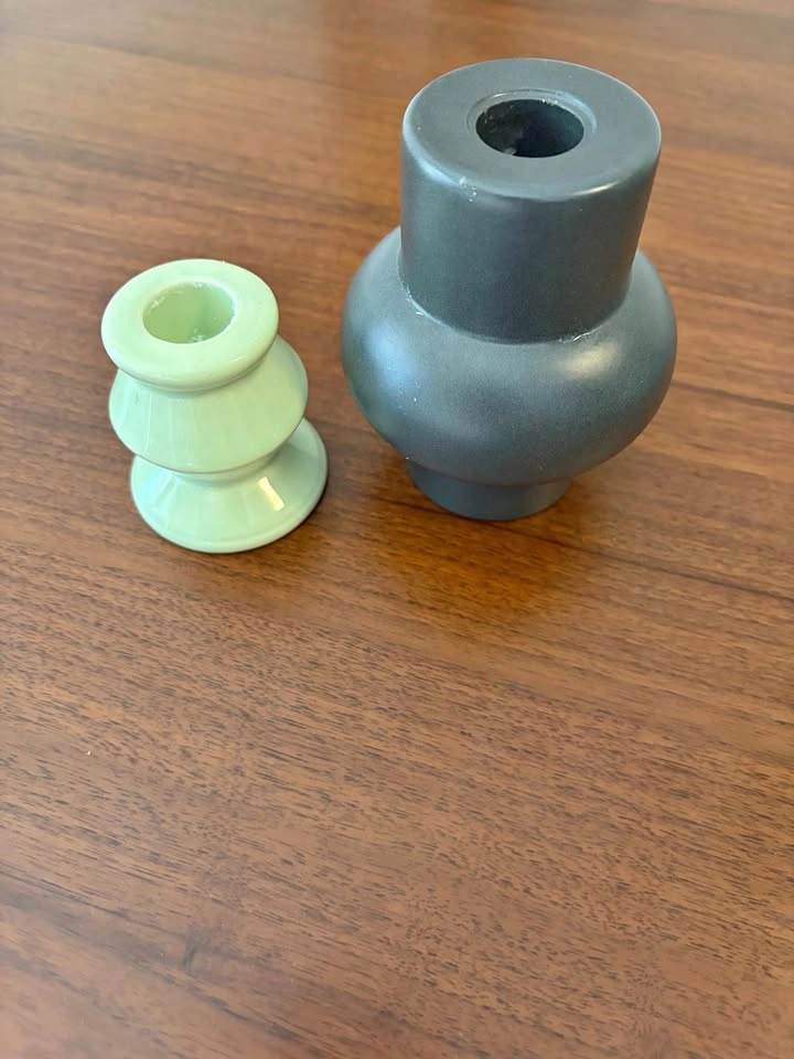 Green & Grey Candle Holders