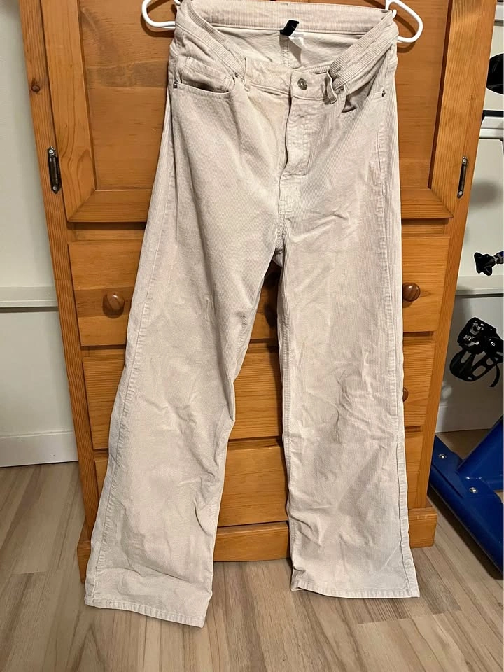 Beige cord trousers wide leg