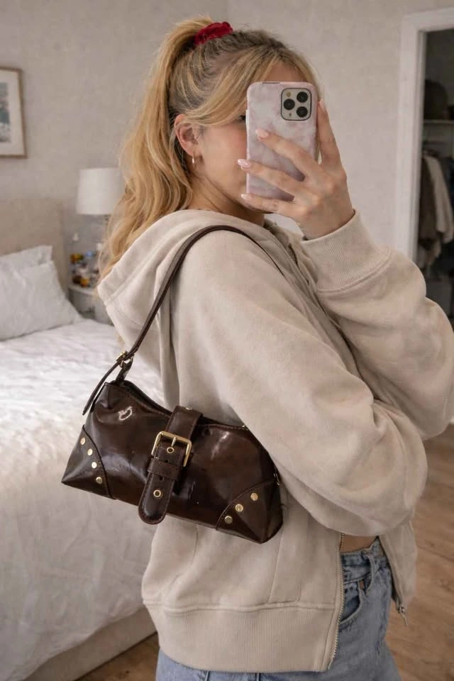 Cute coffee brown shoulder bag