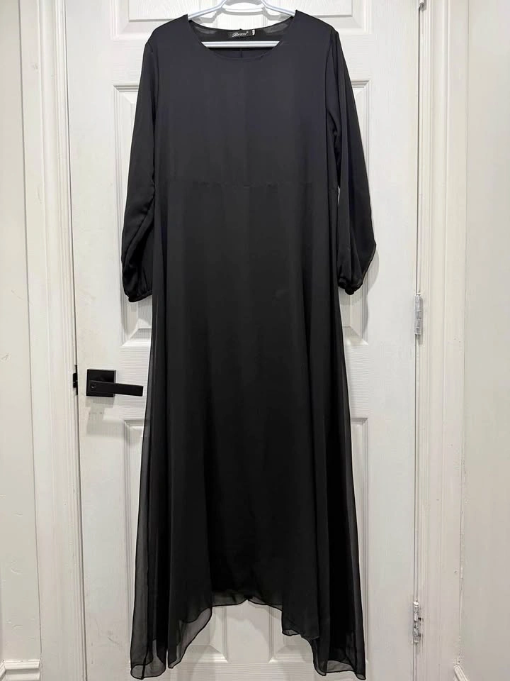 Classic Black Modest Evening Dress