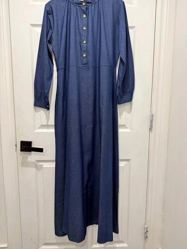 Minimalist Denim Look Blue Maxi Dress – Modest Style