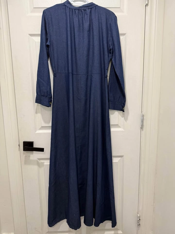 Minimalist Denim Look Blue Maxi Dress – Modest Style - photo 2