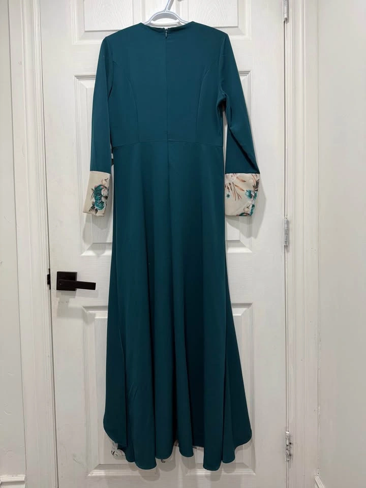 Elegant Long Sleeve Teal Dress – Formal & Modest - photo 2