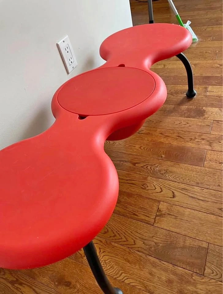Vintage IKEA Red PS Eva and Peter Bench