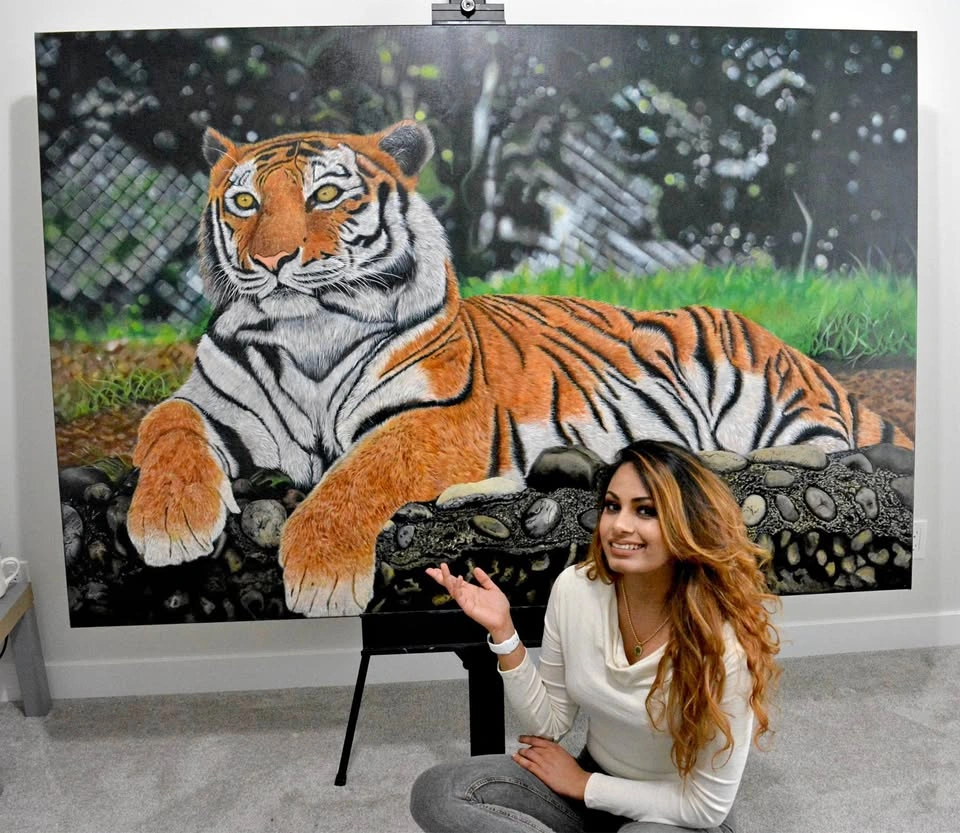 "Tiger" huge handmade Original Oil painting!!