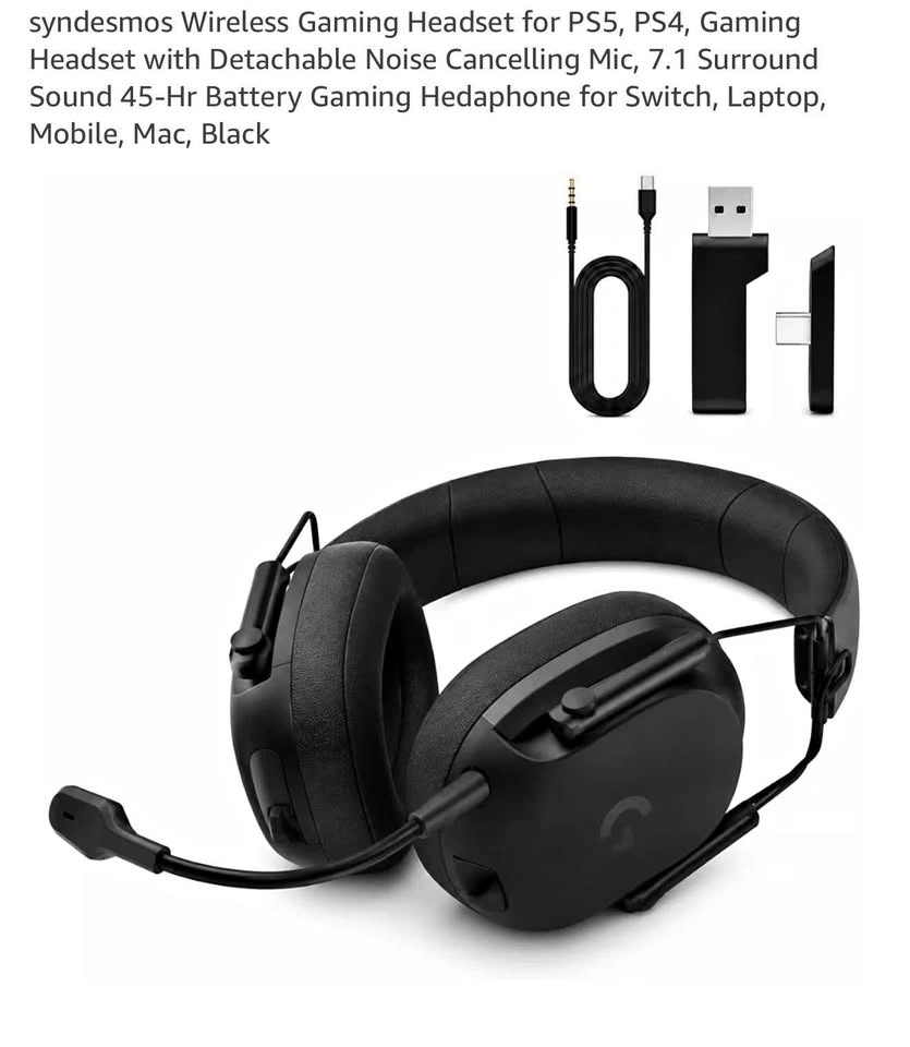 Wireless Gaming Headset for PS5/PS4, PC, Switch, Mac (Black)