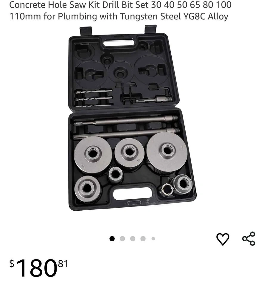 Concrete Hole Saw Kit 30-110mm Tungsten Steel Drill Bit Set
