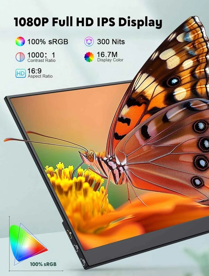 ZSCMALLS 15.6" Portable Monitor FHD 1080P IPS with Adjustable St - photo 4