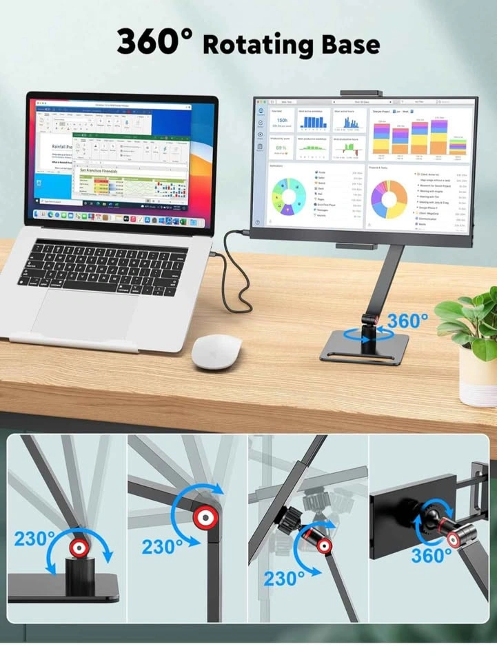 ZSCMALLS 15.6" Portable Monitor FHD 1080P IPS with Adjustable St - photo 5